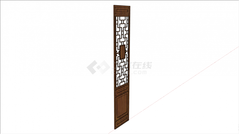 棕色的木制的带镂空的中式组件门su模型-图二