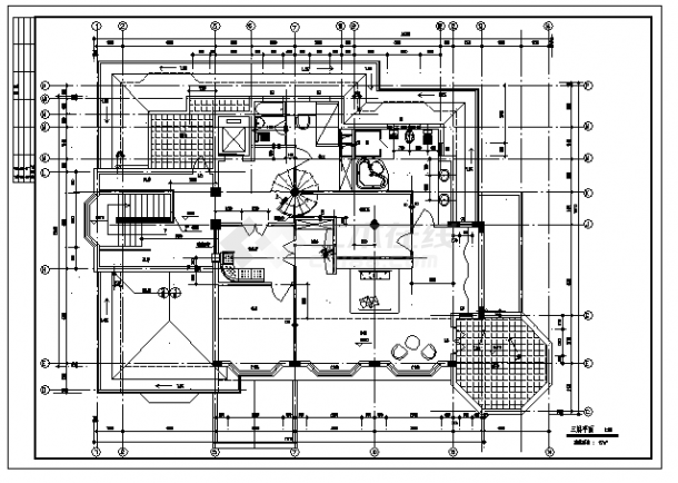 1190平方米北京米四层国际花园别墅区建筑施工cad图(带地下室设计，共二十三张)-图一