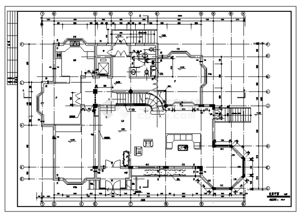 1190平方米北京米四层国际花园别墅区建筑施工cad图(带地下室设计，共二十三张)-图二