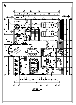 三层带地下室豪华公馆式别墅建筑施工cad图，共十二张-图一