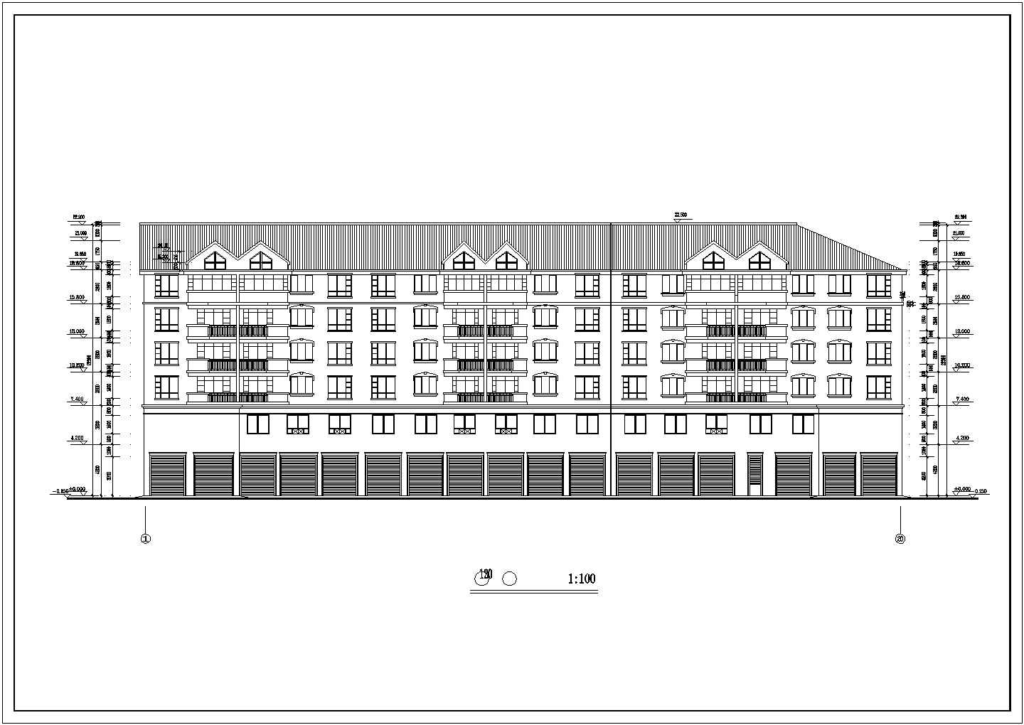 住宅设计_五层小区某地块商住楼北栋工程CAD图