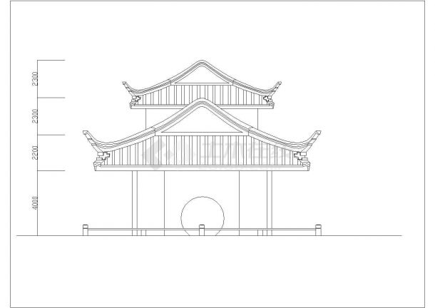 带有亭子的古建筑设计CAD规划图-图一