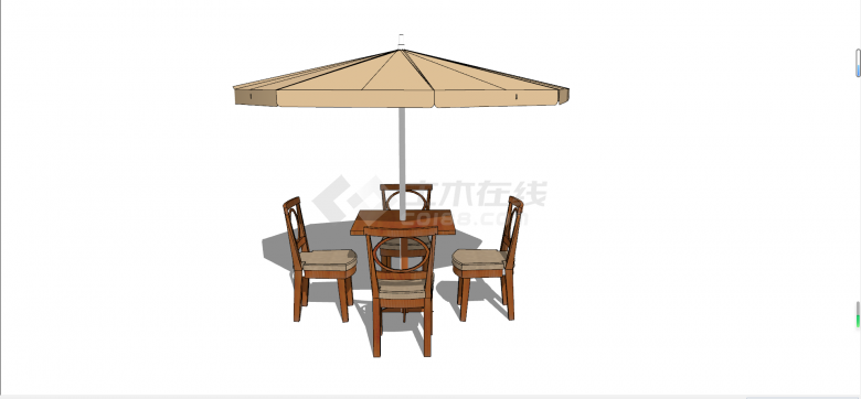 简约木质棕色系户外桌椅su模型-图二