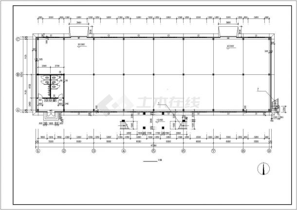 某二层食堂钢结构建筑CAD图纸设计-图二