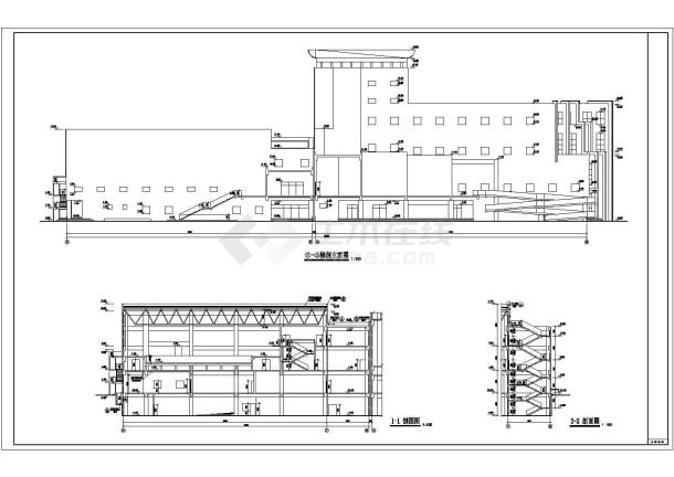 某多层砖混结构文化馆设计cad全套建筑施工图（标注详细）-图二