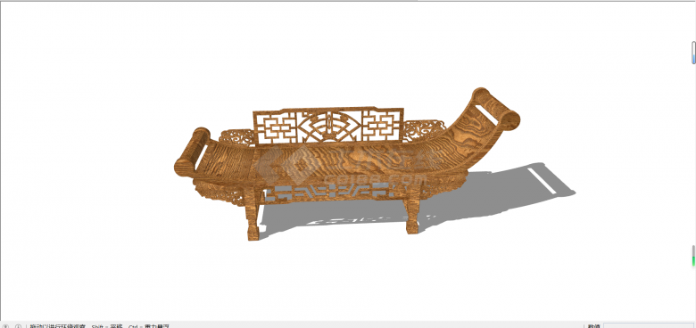 木质镂空纹路户外躺椅su模型-图二