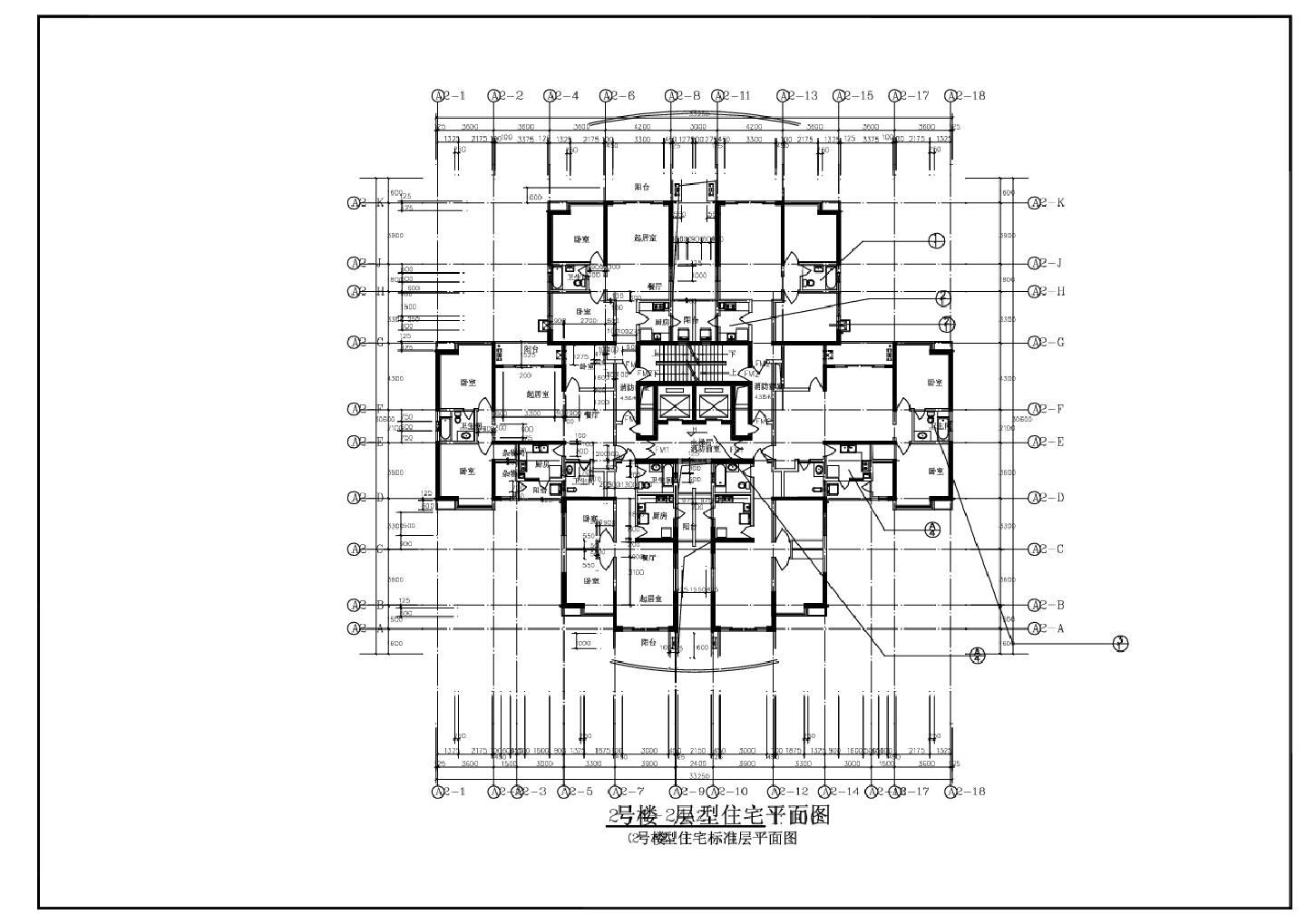 2号楼住宅标准层平面图