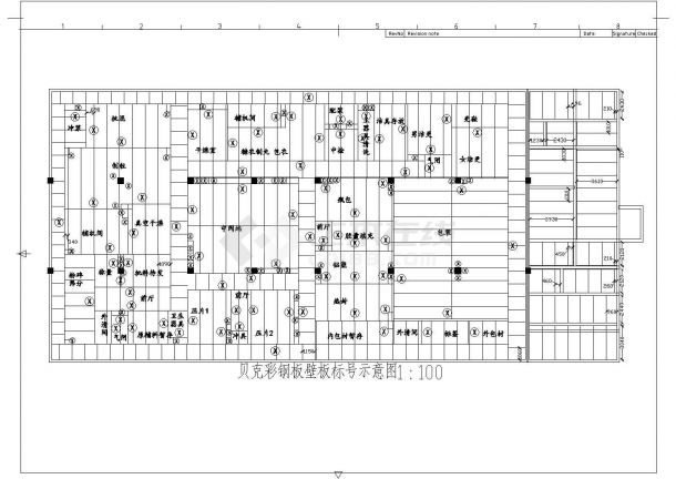 某彩钢板维护结构设计CAD排板图-图二