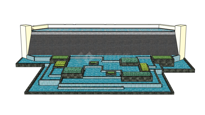 大气绿地现代水景SU模型-图一