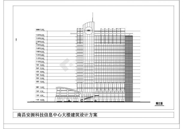 办公楼设计_某现代标准型17666平米科技信息中心办公楼建筑详细设计施工CAD图纸-图二