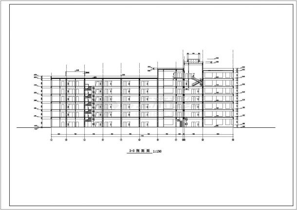 办公楼设计_某现代标准型框架结构办公楼建筑详细设计施工CAD图纸-图二