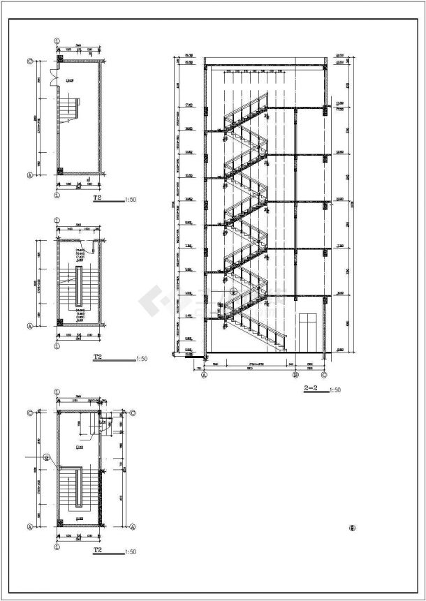 办公楼设计_某现代标准型5层4050平米办公楼建筑详细设计施工CAD图纸-图二