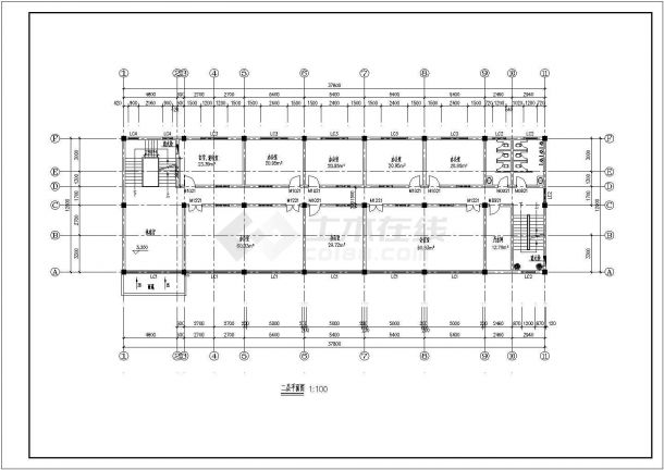 办公楼设计_某现代标准型4层办公楼建筑详细设计施工CAD图纸-图二