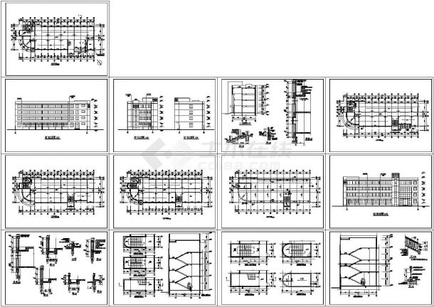 某现代标准型4层办公综合楼建筑详细设计施工CAD图纸-图一