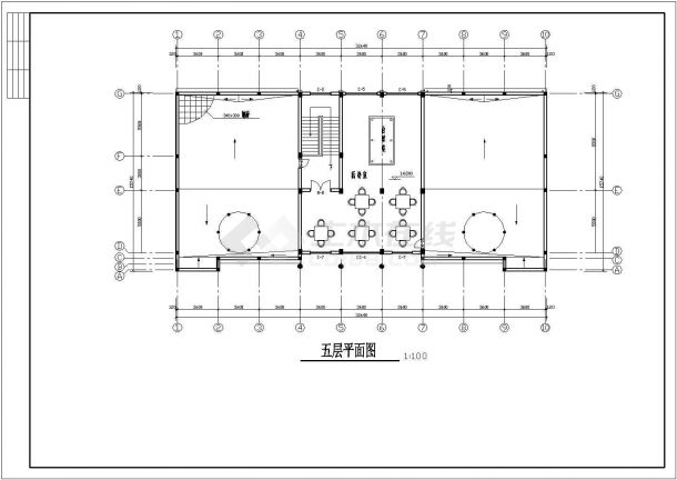 办公楼设计_某现代标准型5层简单型办公楼建筑详细设计施工CAD图纸-图二