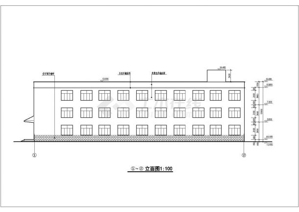 办公楼设计_某现代标准型化工公司厂区办公楼建筑详细设计施工CAD图纸-图二