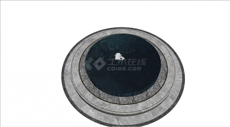中式圆环形置石水景su模型-图二
