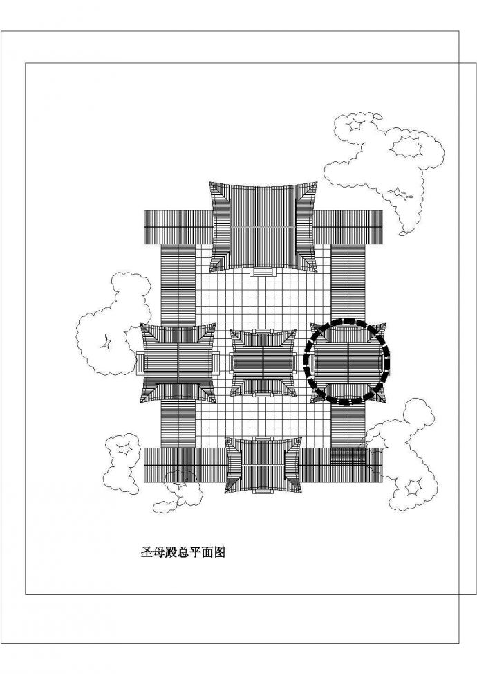 圣母殿建筑设计CAD施工图纸_图1