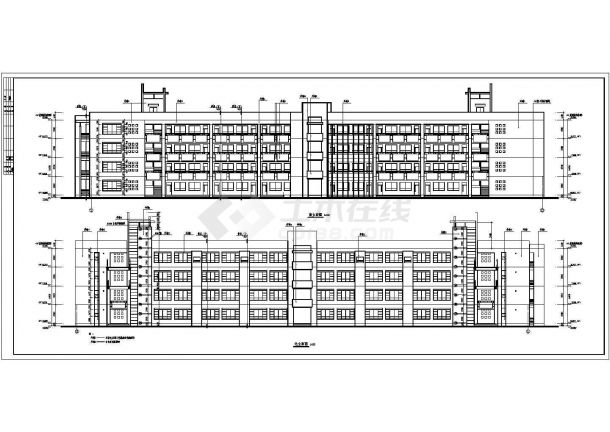 某大学多层砖混结构教学楼设计cad全套建筑施工图（含设计说明）-图二