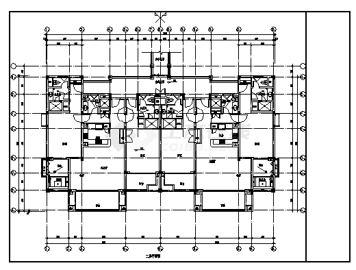 二层酒店式公寓建筑施工cad图，共五张-图一