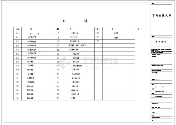 某现代三层别墅室内装修设计cad全套施工图（标注详细）-图一