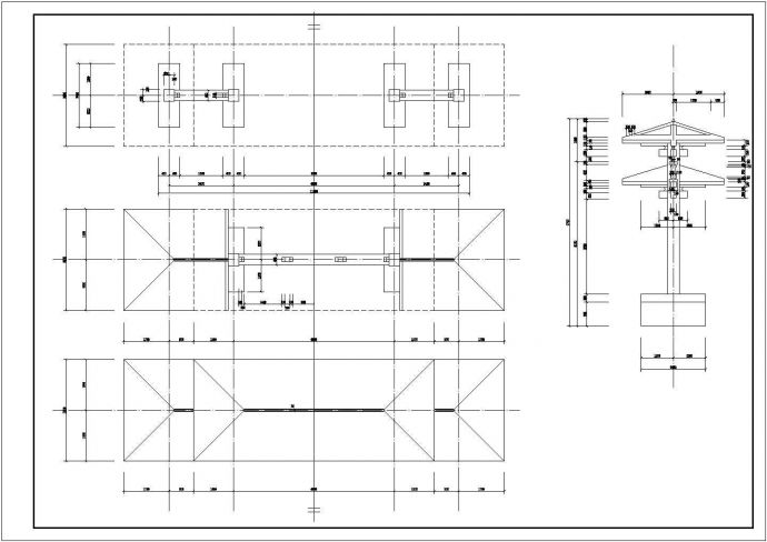 某地仿古典牌楼大门设计CAD平面布置参考图_图1