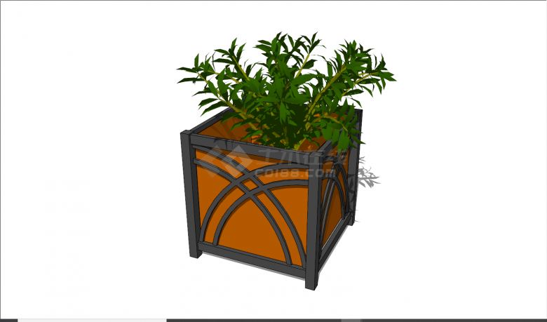 现代单个正方体花箱种植箱SU模型-图二