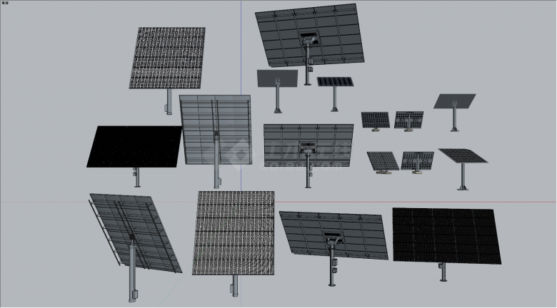 现代黑色单板太阳能板su模型-图一