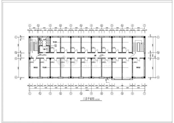 宁波某地学生宿舍楼建筑图整套cad设计图-图二