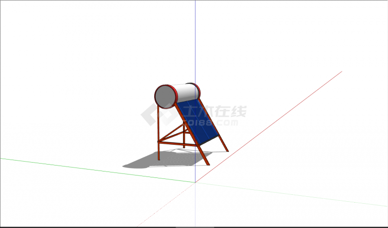 带红色支架带蓝色管的太阳能热水器su模型-图二