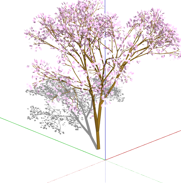粉色樱花3d有色叶树木 su模型-图二