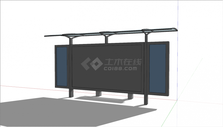 后现代极简搭建公交站su模型-图一