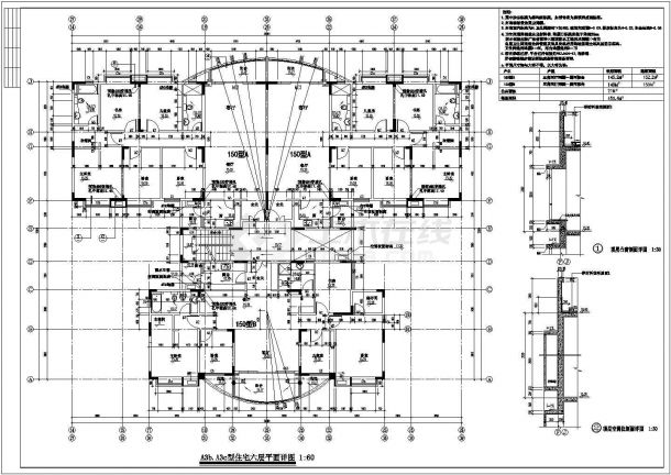 某地a3型住宅楼建筑施工CAD设计图-图二