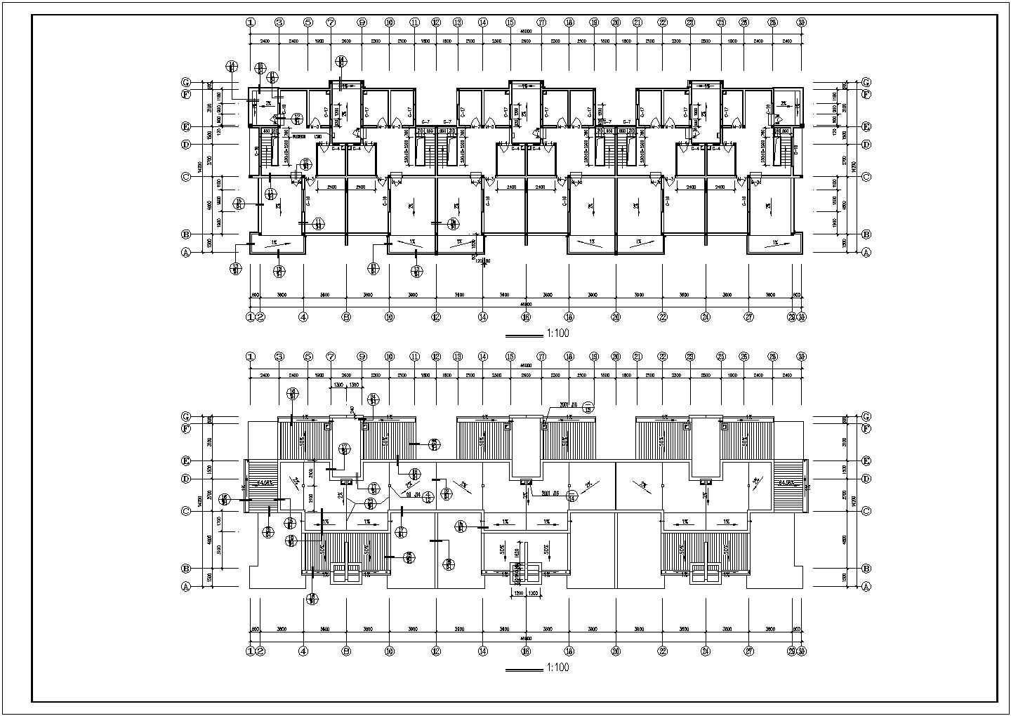 某地单身公寓建筑设计CAD图纸（共6张）