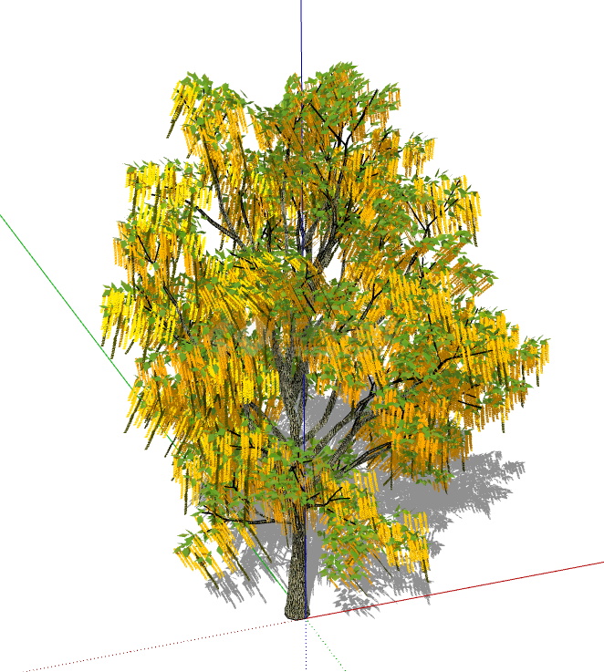 绿黄高耸现代3d有色叶树木 su模型-图二