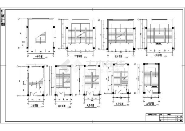 5332.71平米五层框架办公楼建筑施工cad图，共十张-图一
