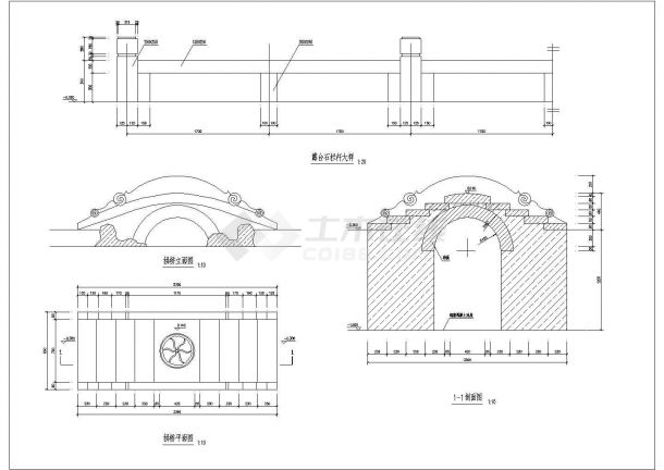 某单孔石拱桥设计cad全套建筑施工图（含曲桥设计）-图一