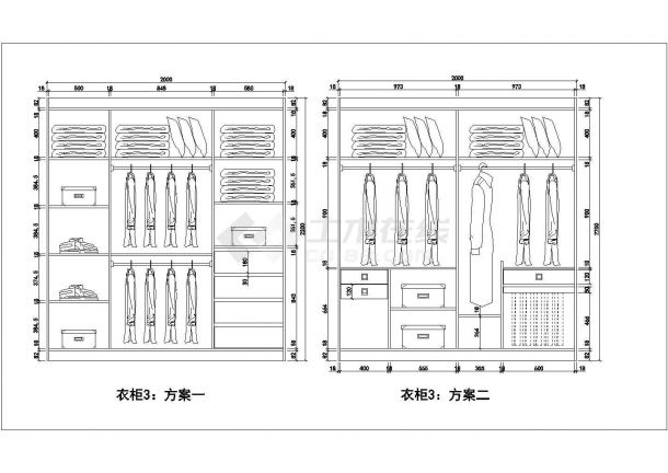 经典10款衣柜设计cad方案图（甲级院设计，种类全）-图二