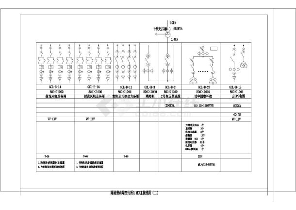 某长隧道变电所10kV、0.4kV主接线图-图二