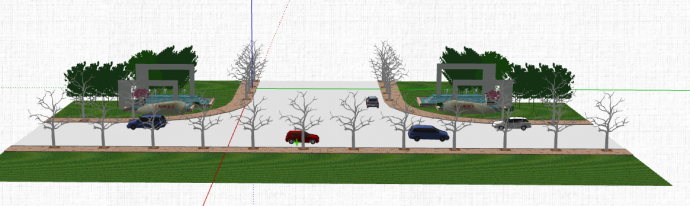 现代道路公路绿化带su模型_图1