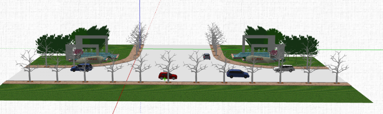 现代道路公路绿化带su模型-图一