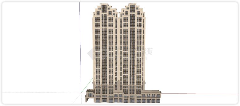 首层商业米色高级高层住宅su模型-图二