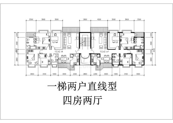 经典多层与高层住宅基本户型设计cad平面方案图（含户型经济技术指标）-图二