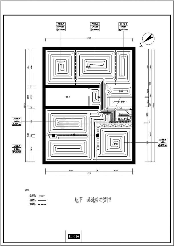 一套非常详细的-1+3层别墅地板采暖设计给排水施工图-图一