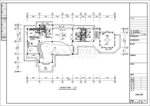 一套非常详细的长35米宽18.7米3层私人别墅给排水施工图-图二