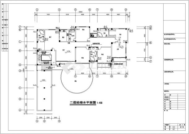 【江苏】长29.9米宽27.45米3层单栋别墅给排水施工图-图一