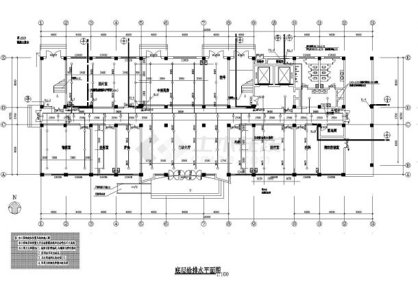 某地区7层医院综合楼给排水施工图-图一