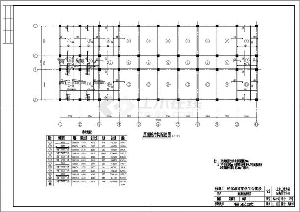 郑州某中学2900平5层框架结构学生公寓楼建筑设计CAD图纸（含结构图）-图二