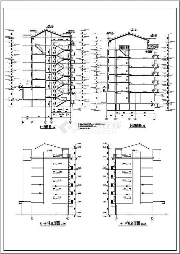 某地底商住宅楼建筑CAD图（共7张）-图二