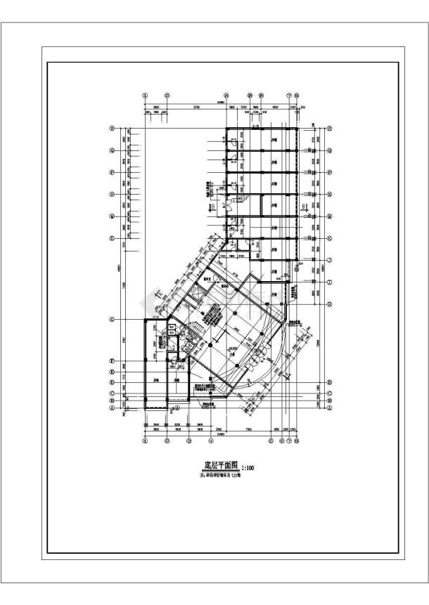 某五层局部六层滨江新区新桥村小区会所建施CAD图纸-图一